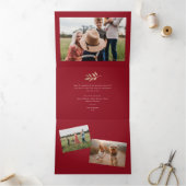 Gouden takken Vrolijk Kerstfeest 5 Foto Drieluik Wenskaart (Binnen)