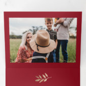 Gouden takken Vrolijk Kerstfeest 5 Foto Drieluik Wenskaart (Binnenzijde eerst)