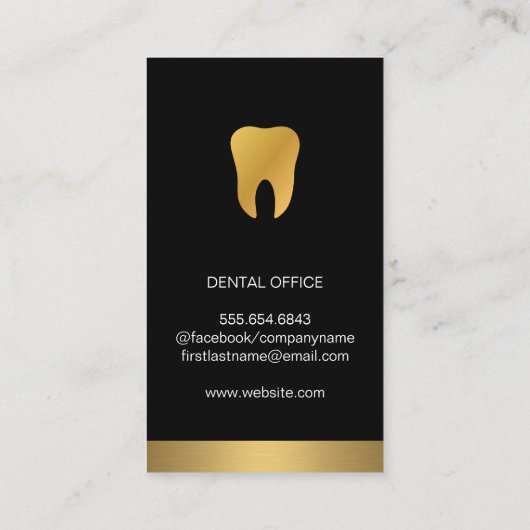 gouden tand | Gouden Trim Slank Zwart Visitekaartje (Achterkant)