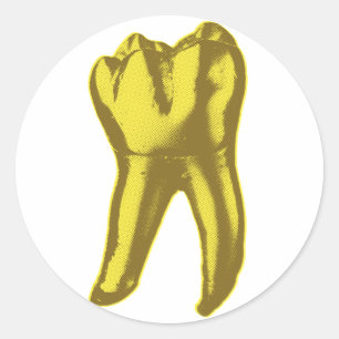 Gouden Tand Ronde Sticker
