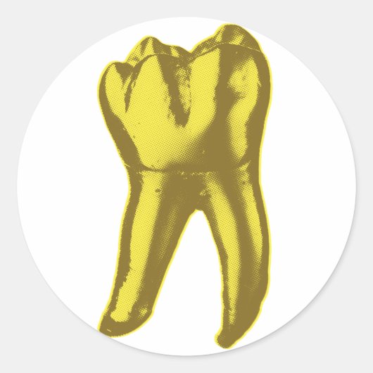Gouden Tand Ronde Sticker (Voorkant)