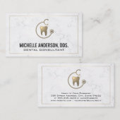 Gouden Tand Stethoscoop Logo | marmeren Visitekaar Visitekaartje (Voorkant / Achterkant)