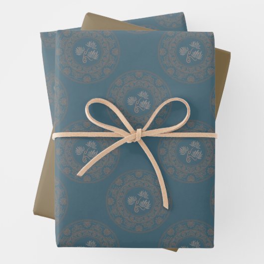 Gouden Tapestry Rococo Classic Polka Dot Mandala Inpakpapier Vel (In situ)