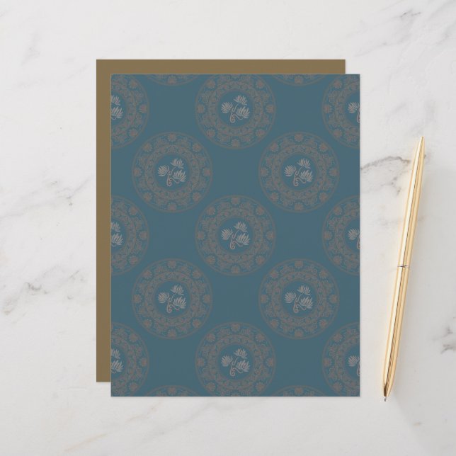 Gouden Tapestry Rococo Polka Dot Mandala Scrapbook (Voorkant / Achterkant in situ)