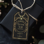 gouden Tarot Gotische bruiloft Dank u Cadeaulabel<br><div class="desc">Voeg een vleugje magie toe aan je huwelijksgunsten! Dit  tarot-geïnspireerde bedankcadeau label in elegant zwart en goud heeft een ontwerp met wolken en een mystiek oog aan de bovenkant. Perfect om dankbaarheid uit te drukken met stijl.</div>