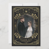 Gouden  Tarot Gotische Trouwfoto Bedankkaart (Voorkant)