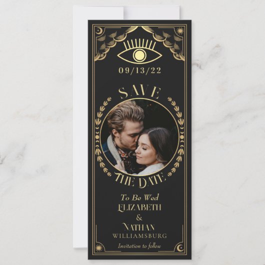 Gouden Tarot Kaart Foto Sla de Datum op (Voorkant)