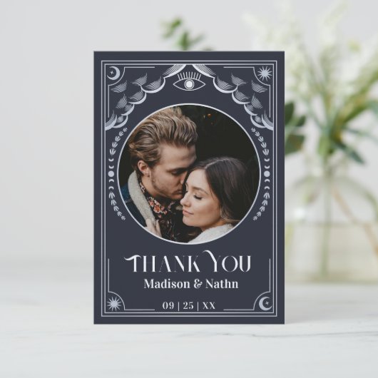 Gouden Tarot Kaart Fotobruiloft Dank u (Staand voorkant)