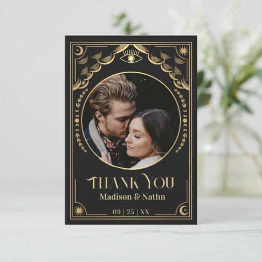  Gouden Tarot Kaart Fotobruiloft Dank u (Staand voorkant)