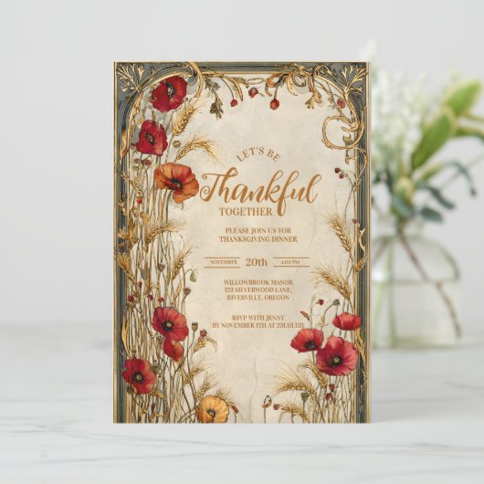 Gouden Tarwe Dankfeest Viering Kaart (Staand voorkant)
