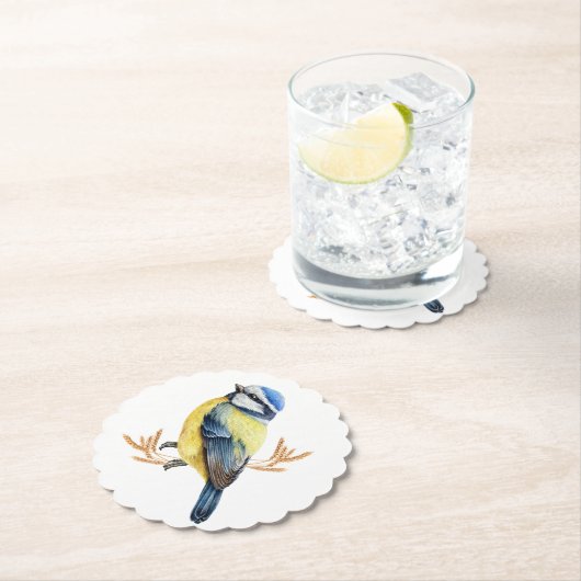 Gouden Tarwe en Blauwe Tit Kartonnen Onderzetters (Insitu)