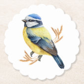 Gouden Tarwe en Blauwe Tit Kartonnen Onderzetters (Voorkant)