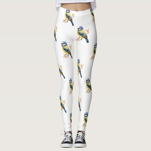Gouden Tarwe en Blauwe Tit Leggings (Voorkant)