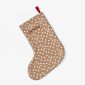 Gouden tarwe en witte Stippen met naam Kleine Kerstsok (Achterkant (Hangend))