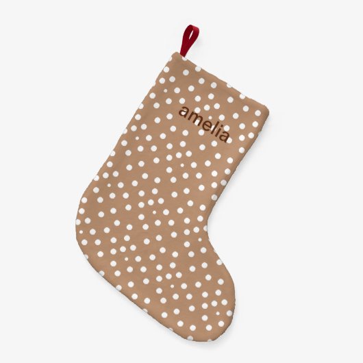 Gouden tarwe en witte Stippen met naam Kleine Kerstsok (Voorkant (Hangend))