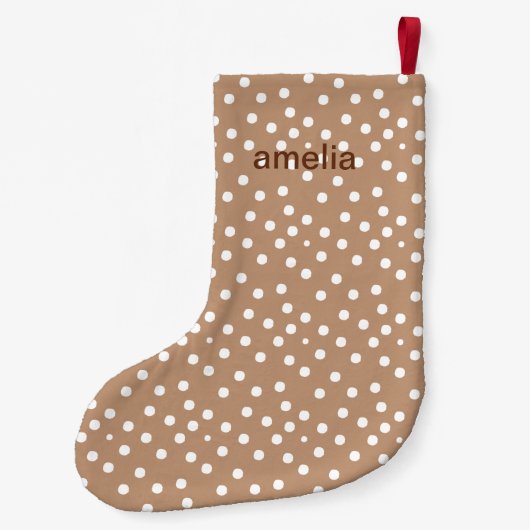 Gouden tarwe en witte Stippen met naam Kleine Kerstsok (Achterkant)