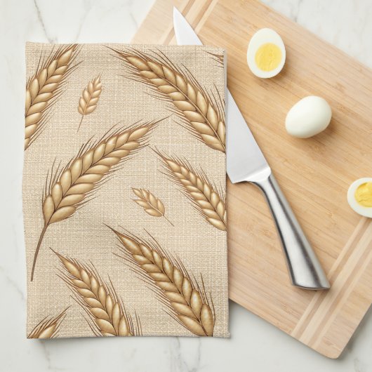 Gouden Tarwe Oogstpatroon Theedoek (Quarter Fold)