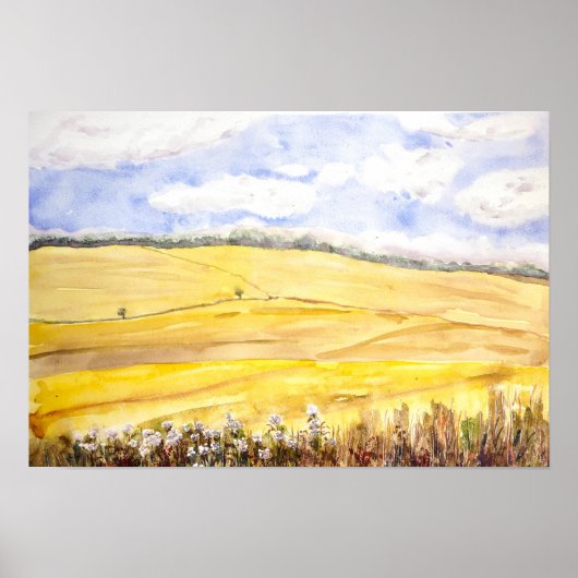 Gouden tarweveld in Oxfordshire Poster (Voorkant)