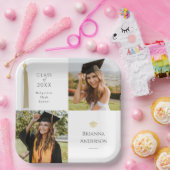 Gouden Tassel & Pet Wit Foto Afstuderen Papieren Bordje (Feest)