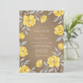 Gouden Taupe Ranunculus Eucalyptus Bruiloft Kaart (Staand voorkant)