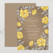 Gouden Taupe Ranunculus Eucalyptus Bruiloft Kaart (Voorkant / Achterkant)