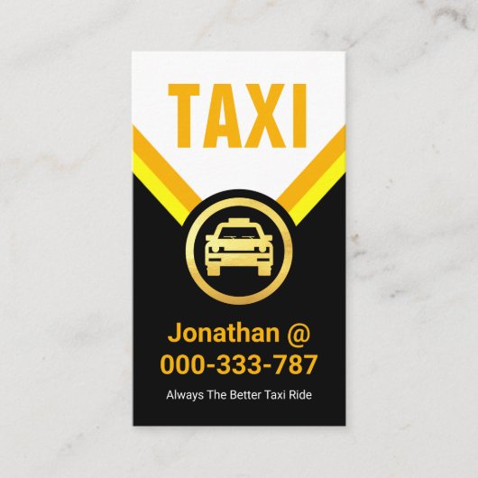 Gouden taxi auto medaillon cabine chauffeur visitekaartje (Voorkant)