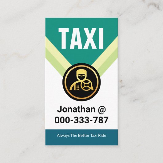 Gouden Taxi Driver Medaillon Chauffeur Visitekaartje (Voorkant)