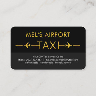 Gouden Taxi Vliegtuig Startbaan Visitekaartje