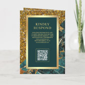 Gouden Teal Marmer Foto QR Code Huwelijk (Achterkant)