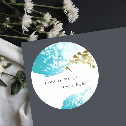 Gouden Teal Onderwater Vis  Noten Over Vissen Ronde Sticker