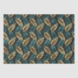 Gouden Teal Palmbladeren | Luxe Tropisch Patroon Tissuepapier