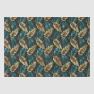 Gouden Teal Palmbladeren   Luxe Tropisch Patroon Tissuepapier