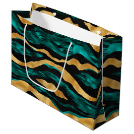 Gouden Teal Tijgerstrepen | Glam Abstract Dier Groot Cadeauzakje