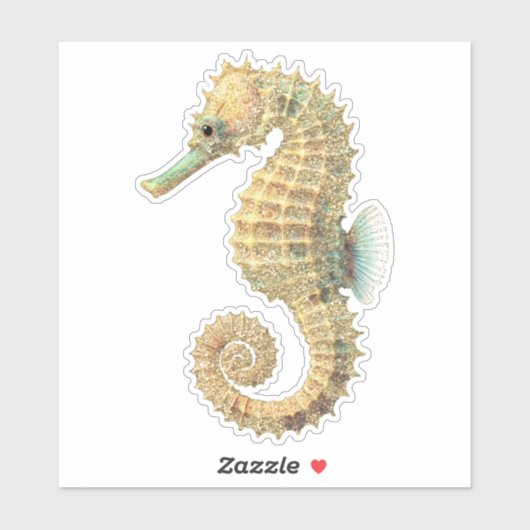 Gouden Teal Zeepaardje Sticker (Vel)