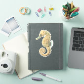Gouden Teal Zeepaardje Sticker (iPad Cover)