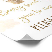 Gouden Teddy Bear Balloon Baby shower Favor Sign Poster (Hoek)