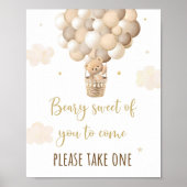 Gouden Teddy Bear Balloon Baby shower Favor Sign Poster (Voorkant)