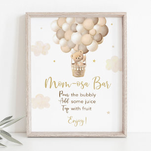 Gouden Teddybeer Baby shower Mimosa Bar Teken Poster