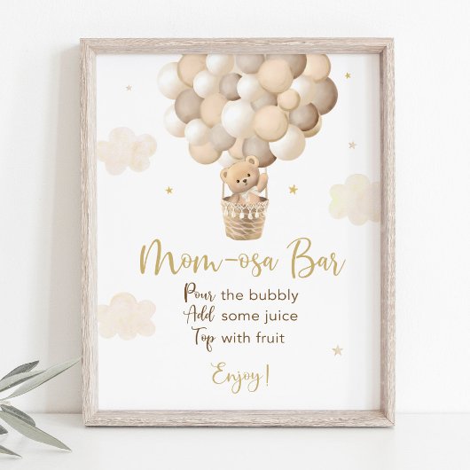 Gouden Teddybeer Baby shower Mimosa Bar Teken Poster