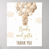 Gouden Teddybeer ballonnen Baby shower cadeaubord Poster (Voorkant)