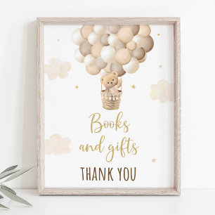 Gouden Teddybeer ballonnen Baby shower cadeaubord Poster