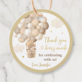 Gouden Teddybeer Hete Luchtballon Baby shower Bedankjes Labels (Voorkant)