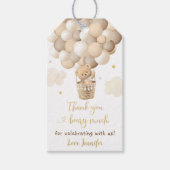 Gouden Teddybeer Hete Luchtballon Baby shower Cadeaulabel (Voorkant)