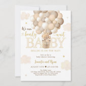 Gouden Teddybeer Hete Luchtballon Baby shower Kaart (Voorkant)
