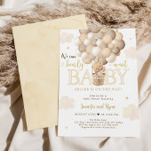 Gouden Teddybeer Hete Luchtballon Baby shower Kaart