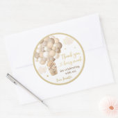 Gouden Teddybeer Hete Luchtballon Baby shower Ronde Sticker (Envelop)