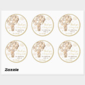 Gouden Teddybeer Hete Luchtballon Baby shower Ronde Sticker (Vel)