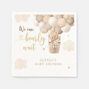 Gouden Teddybeer Hete Luchtballon Baby shower Servet