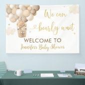 Gouden Teddybeer Hete Luchtballon Baby shower Spandoek (Beurs)