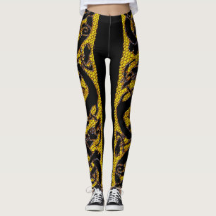 Gouden Tegels Keltische Knoop Hond op Zwart Leggings